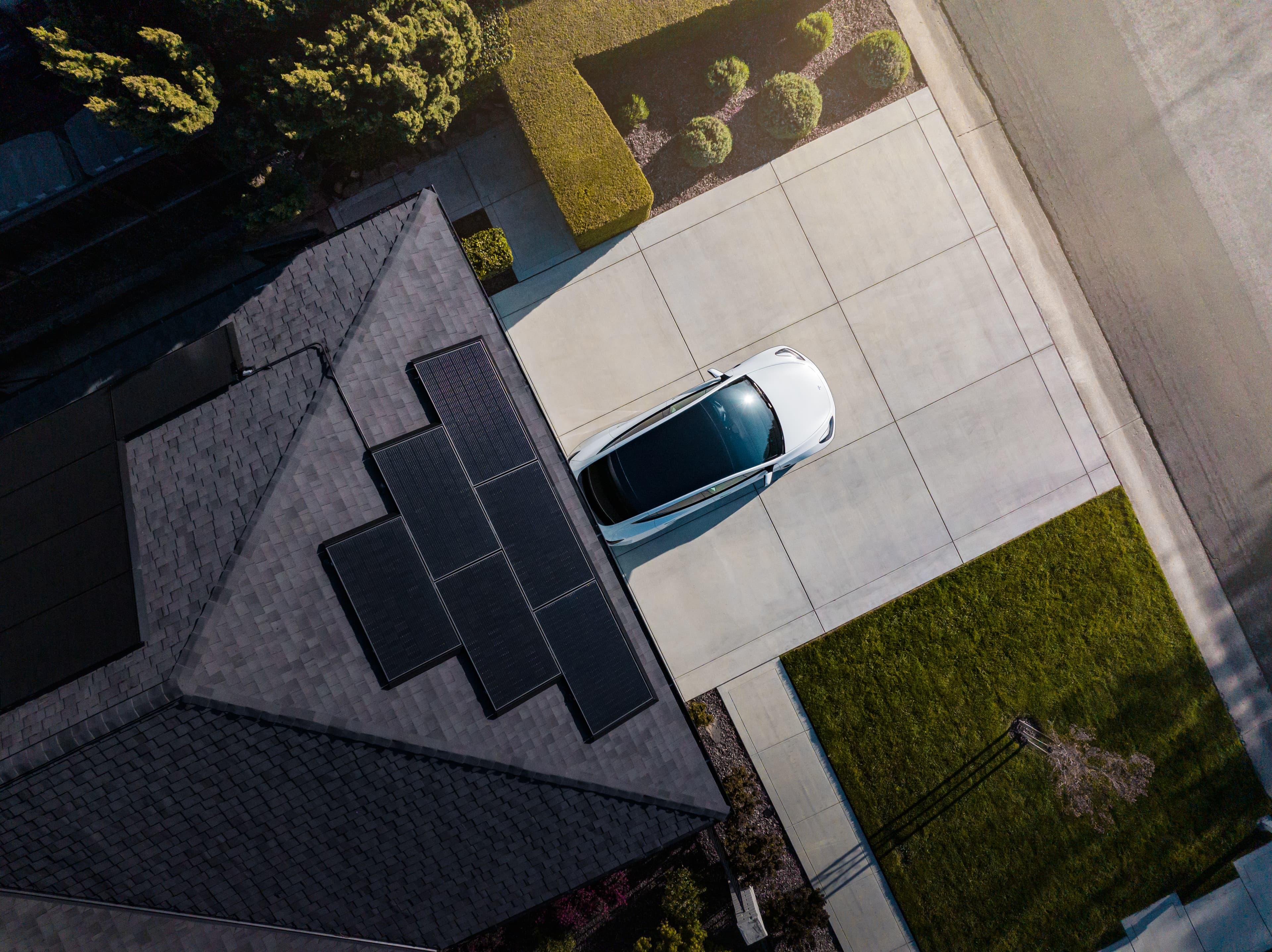 Tesla solar panels on residential roof